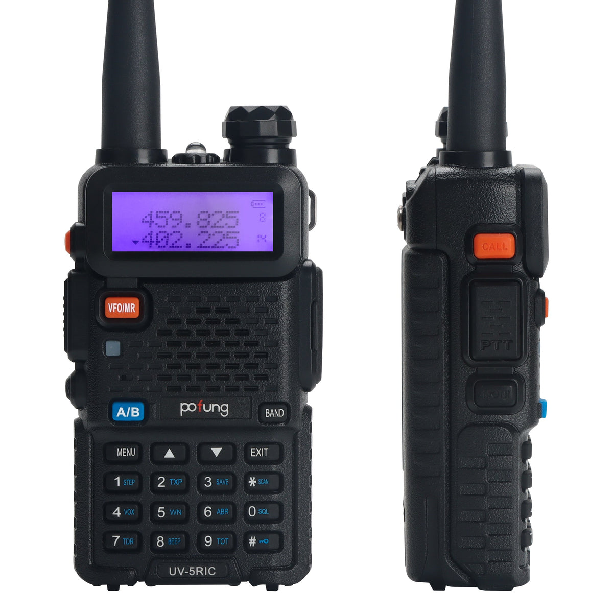 POFUNG BAOFENG UV-5RIC VHF 144-148 MHZ UHF 430-450 MHZ DUAL BAND TWO WAY HAM RADIO - Classic Black